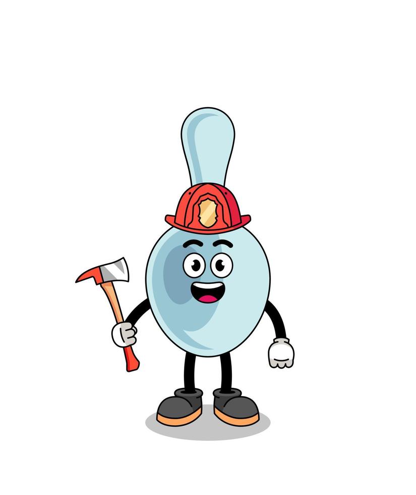 mascotte de dessin animé de pompier cuillère vecteur