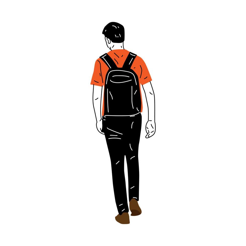 illustration d'un écolier étudiant, un personnage d'écolier au design simple vecteur