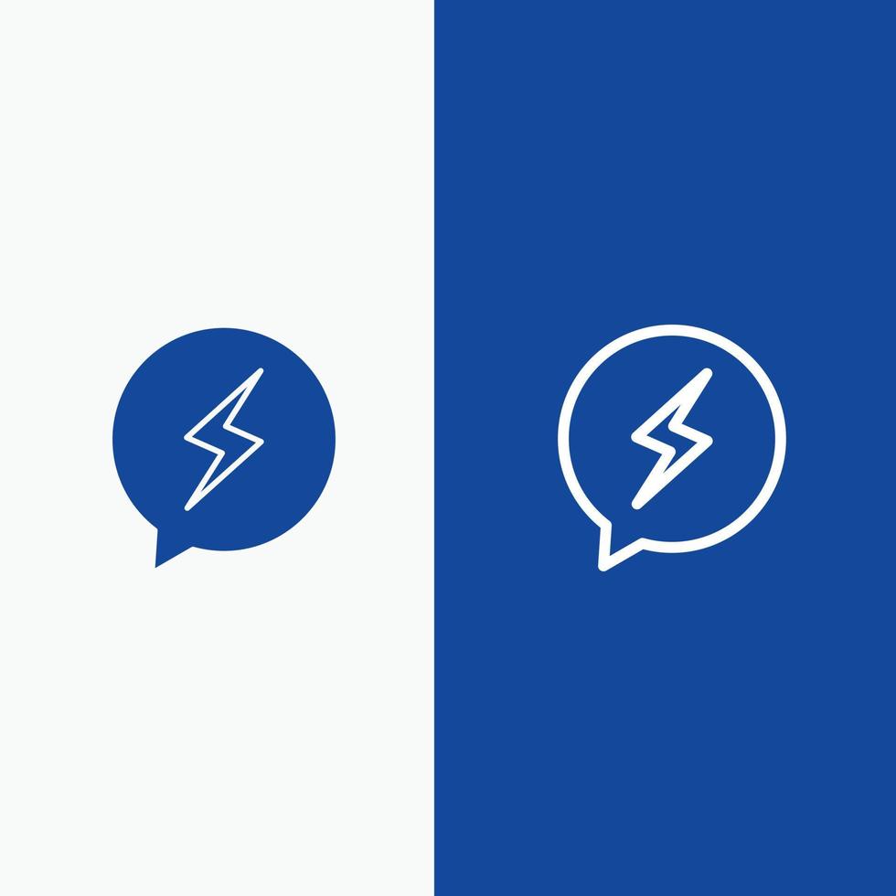 chat sms chat ligne électrique et glyphe icône solide bannière bleue ligne et glyphe icône solide bannière bleue vecteur