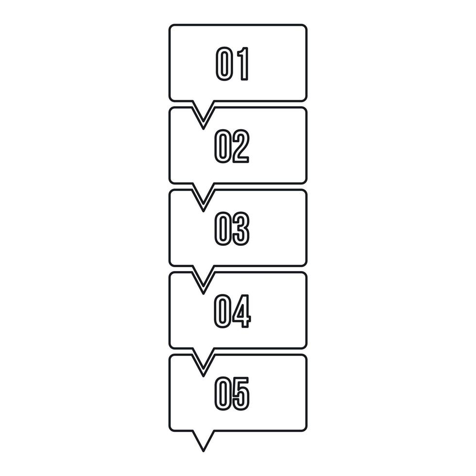 icône d'infographie en cinq étapes, style de contour vecteur