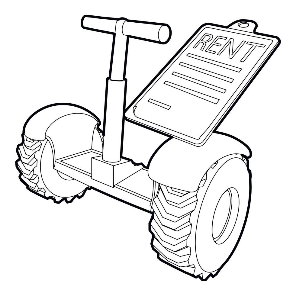 icône de location de segway, style de contour vecteur