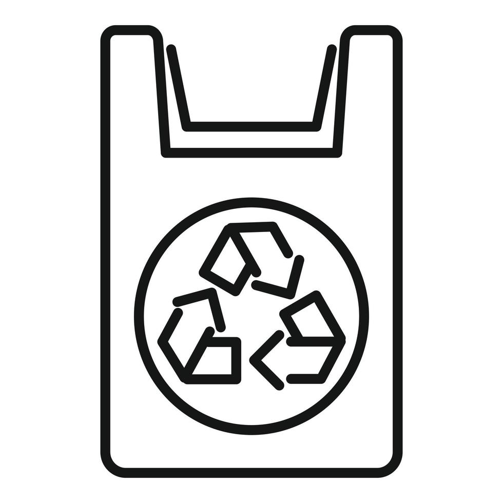 vecteur de contour d'icône de paquet eco. sac en tissu réutilisable
