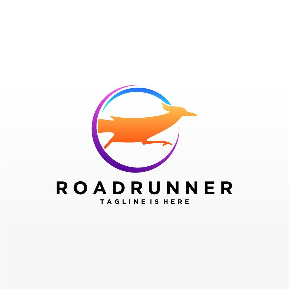 roadrunner oiseau abstrait minimal géométrique simple logo design icône modèle silhouette isolé avec fond blanc vecteur