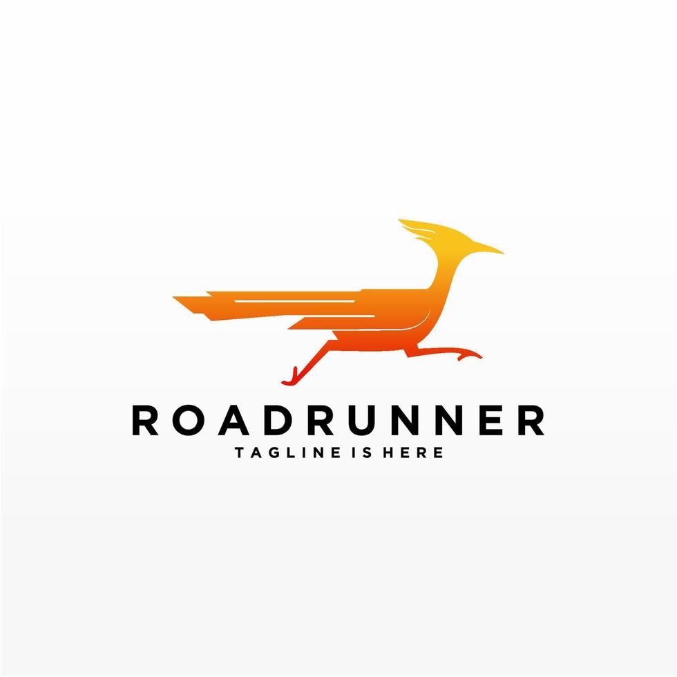 roadrunner oiseau abstrait minimal géométrique simple logo design icône modèle silhouette isolé avec fond blanc vecteur
