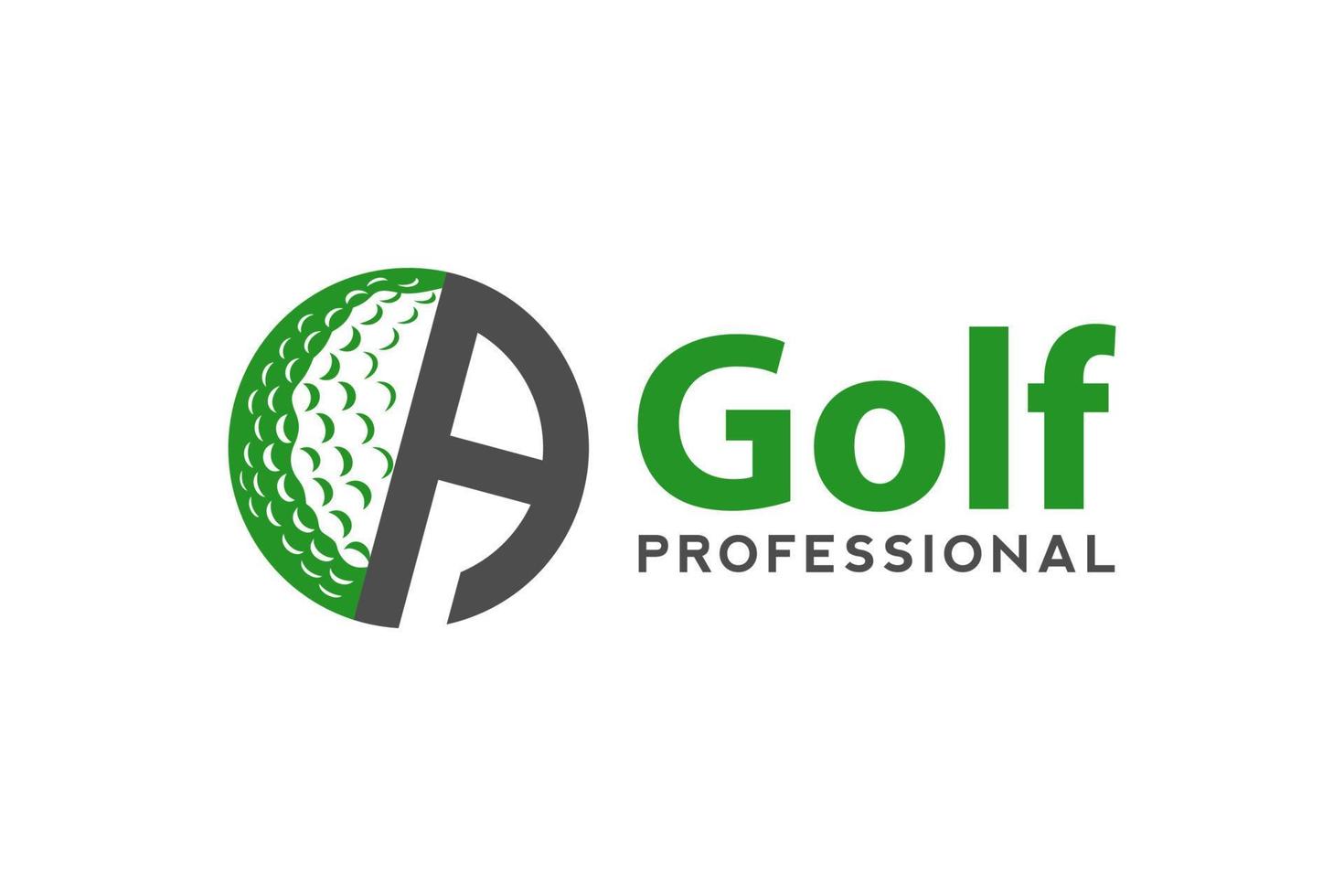 lettre a pour le modèle vectoriel de conception de logo de golf, étiquette vectorielle de golf, logo du championnat de golf, illustration, icône créative, concept de conception