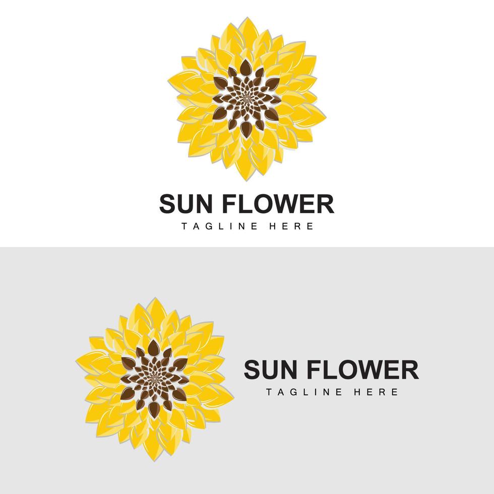 création de logo de tournesol, vecteur d'icône de plante de jardin de plantes ornementales, marque de produit de l'entreprise