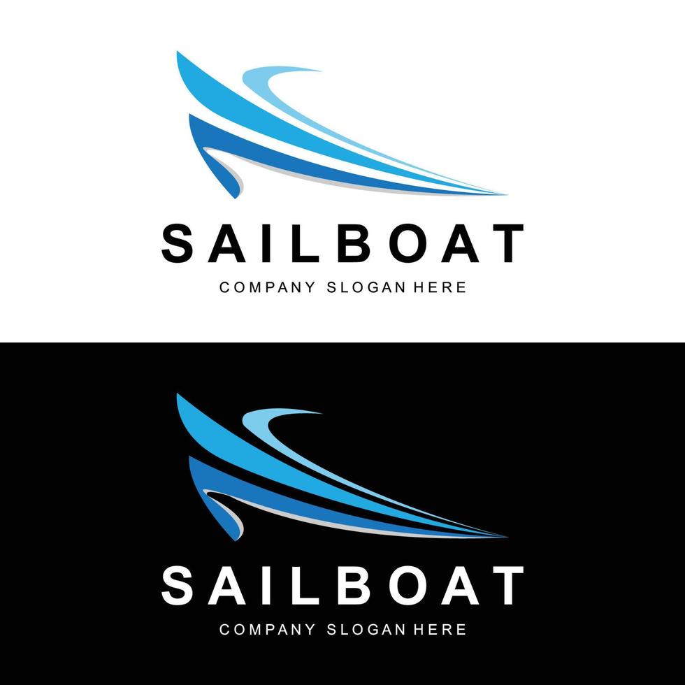 création de logo de voilier, illustration de bateau de pêche, icône vectorielle de marque de compagnie de bateau de pêche, conception de magasin de bateaux, poissonnerie, transport vecteur