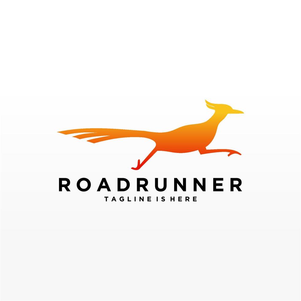 roadrunner oiseau abstrait minimal géométrique simple logo design icône modèle silhouette isolé avec fond blanc vecteur