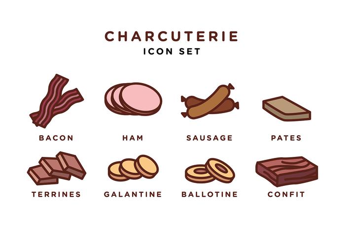 Charcuterie Icon Set Free Vector