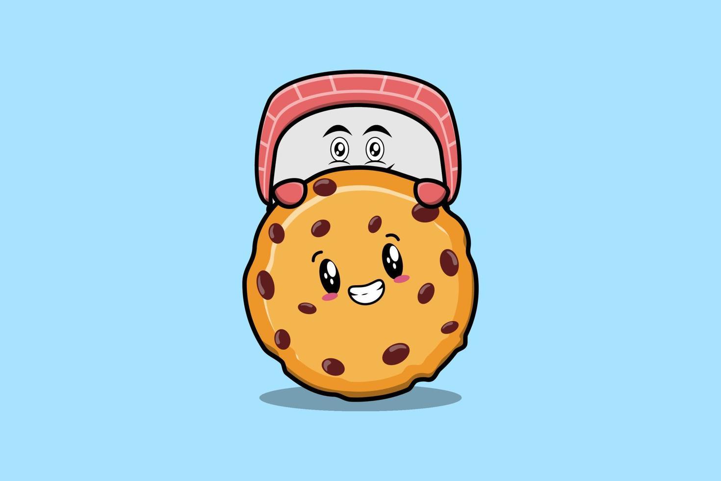 mignon personnage de dessin animé de sushi se cachant dans des biscuits vecteur