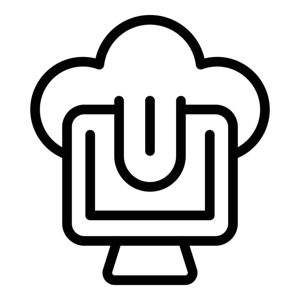 vecteur de contour d'icône de pc de données de nuage. système en ligne