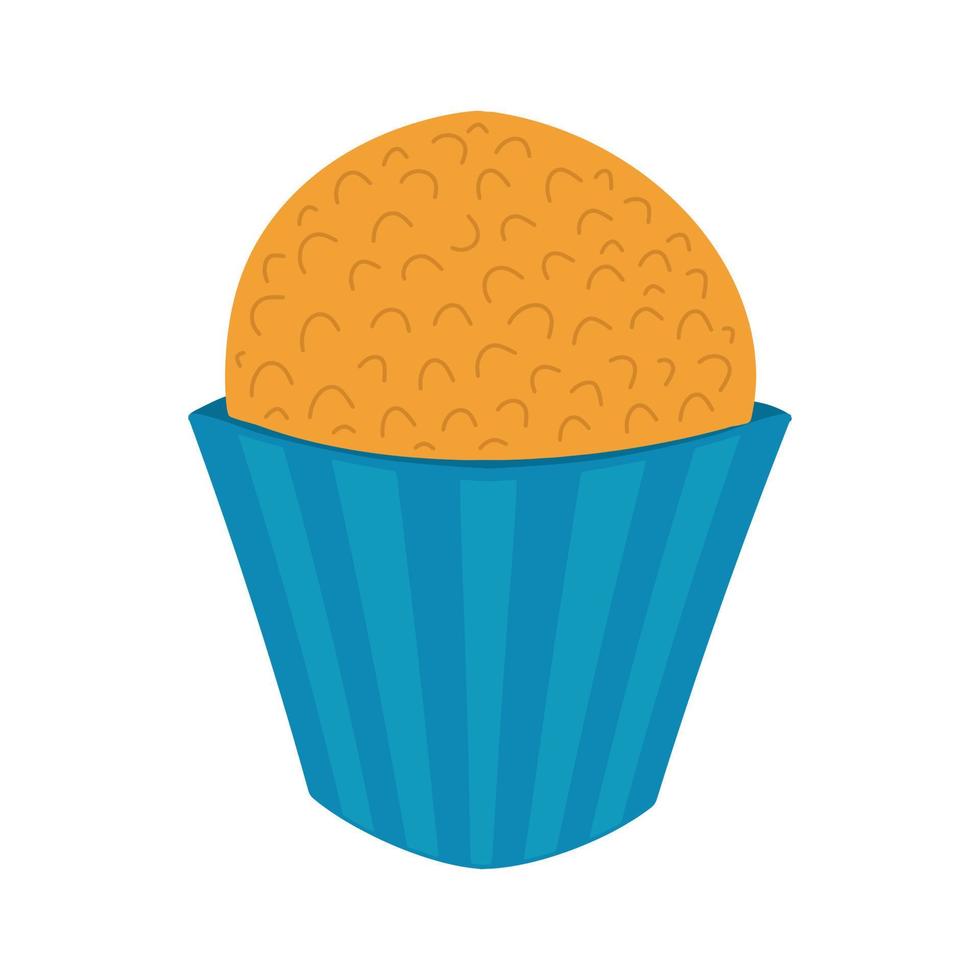 le laddu ou laddoo est un dessert indien sphérique. adorable boule sucrée en papier cupcake bleu. illustration vectorielle isolée sur blanc. vecteur