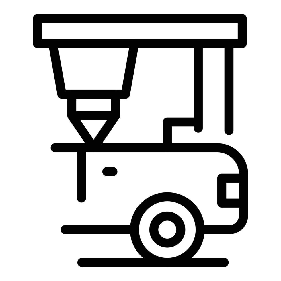 vecteur de contour d'icône d'impression de voiture 3d. côté produit