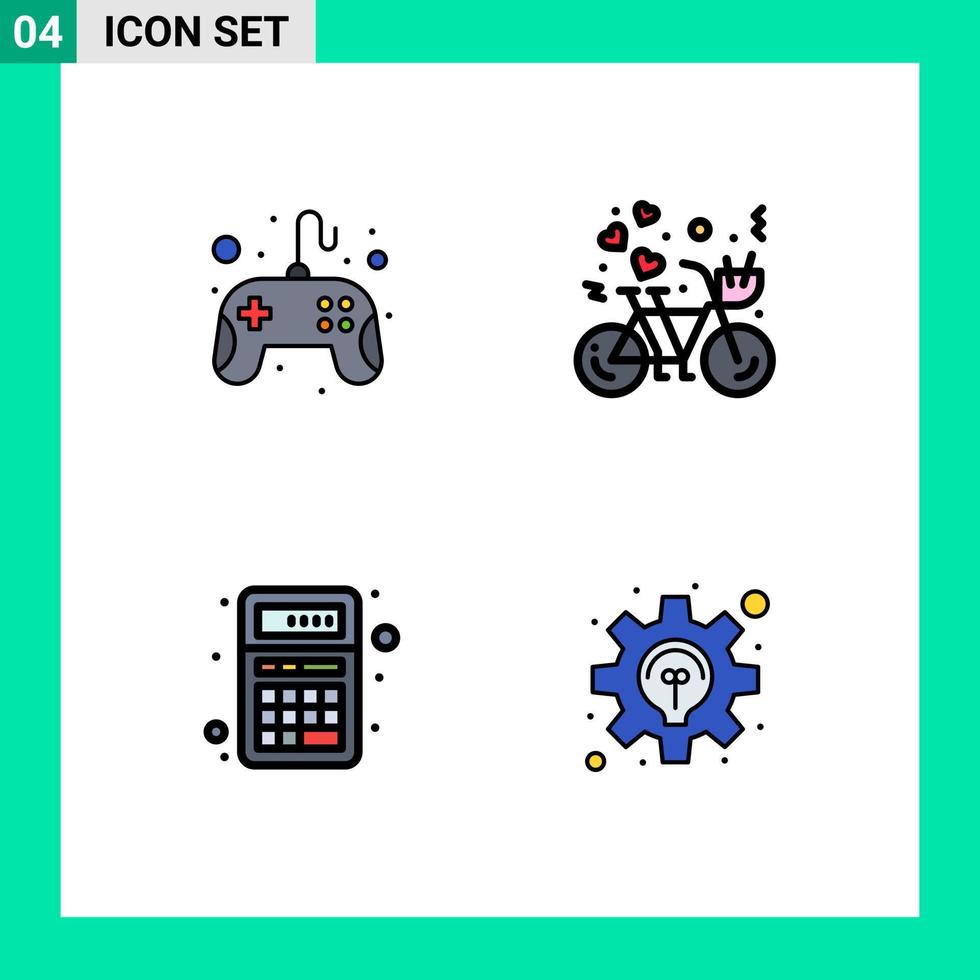 symboles d'icônes universels groupe de 4 couleurs plates de ligne de remplissage modernes de pavé de commande ajouter des applications de cyclisme de tampon éléments de conception vectoriels modifiables vecteur