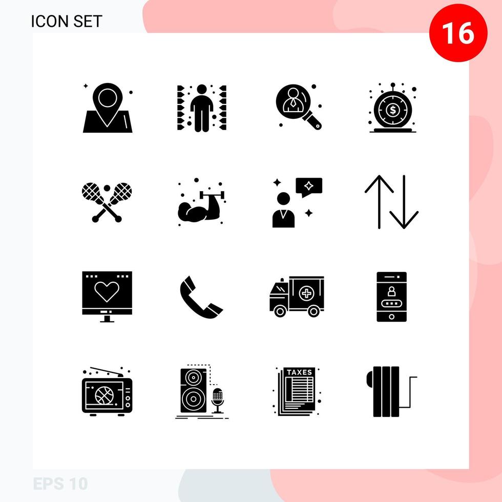 16 icônes créatives signes et symboles modernes de crosse argent prêt commercial finance éléments de conception vectoriels modifiables vecteur