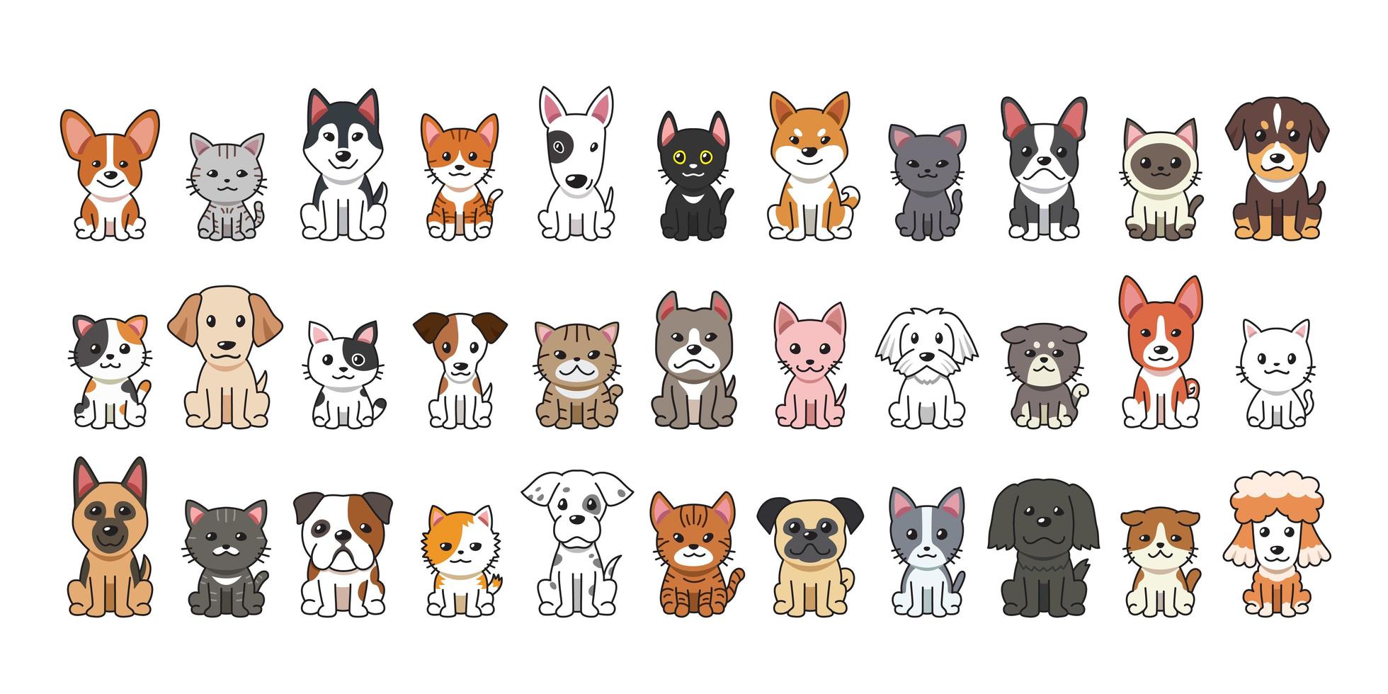 chats et chiens de dessin animé vecteur