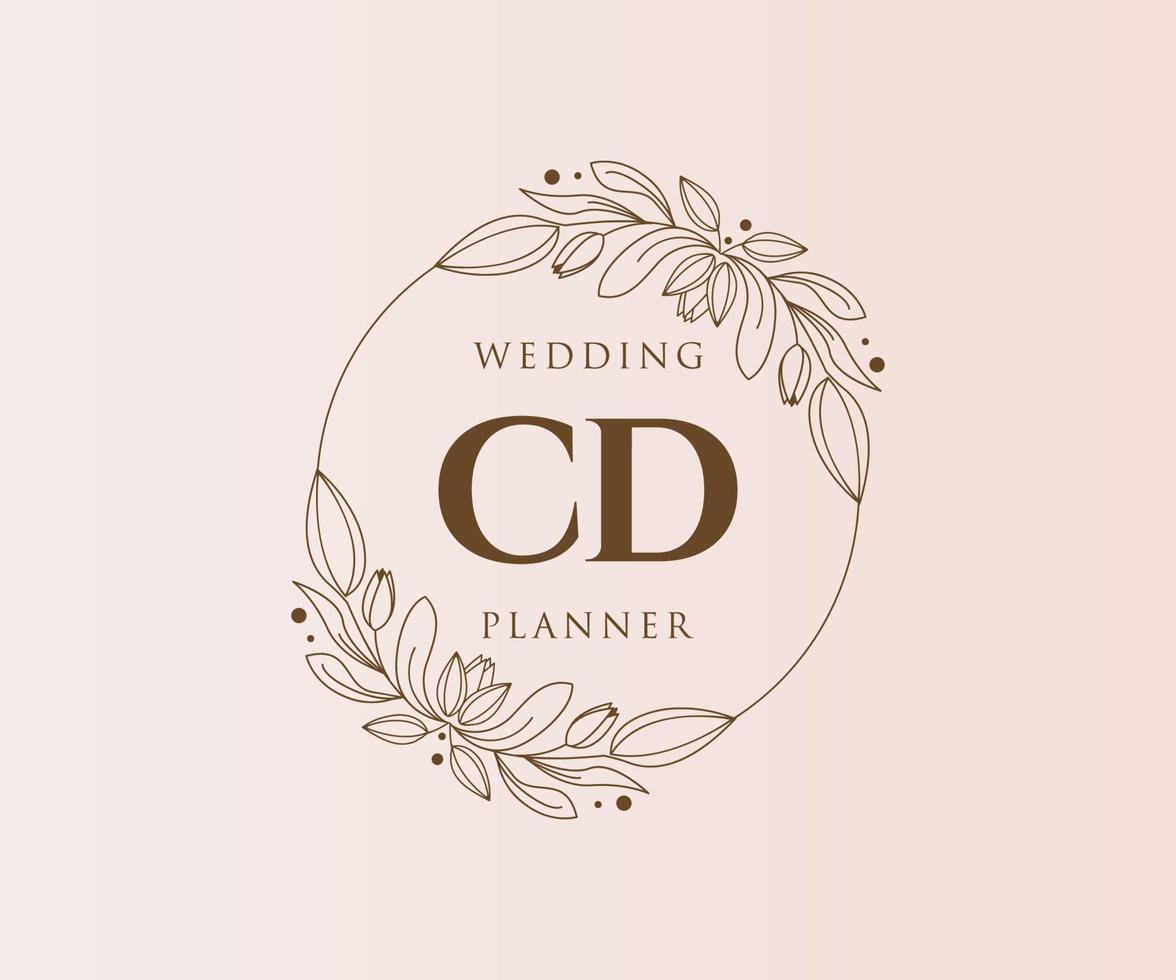 cd initiales lettre mariage monogramme logos collection, modèles minimalistes et floraux modernes dessinés à la main pour cartes d'invitation, réservez la date, identité élégante pour restaurant, boutique, café en image vectorielle vecteur