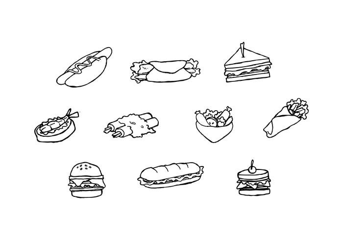 Croquis de croquis de livre Sandwich Collection vecteur