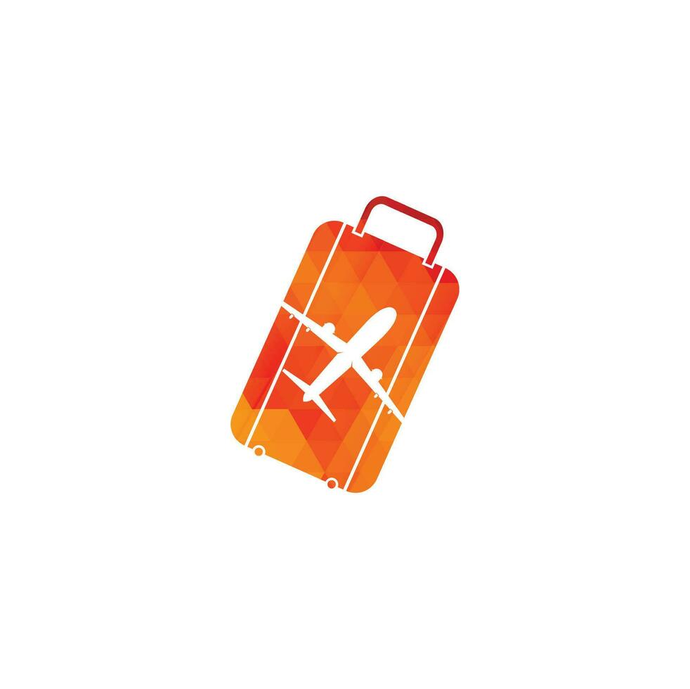 logo de voyage, vacances, tourisme, création de logo d'entreprise de voyage d'affaires. vecteur de sac avec avion