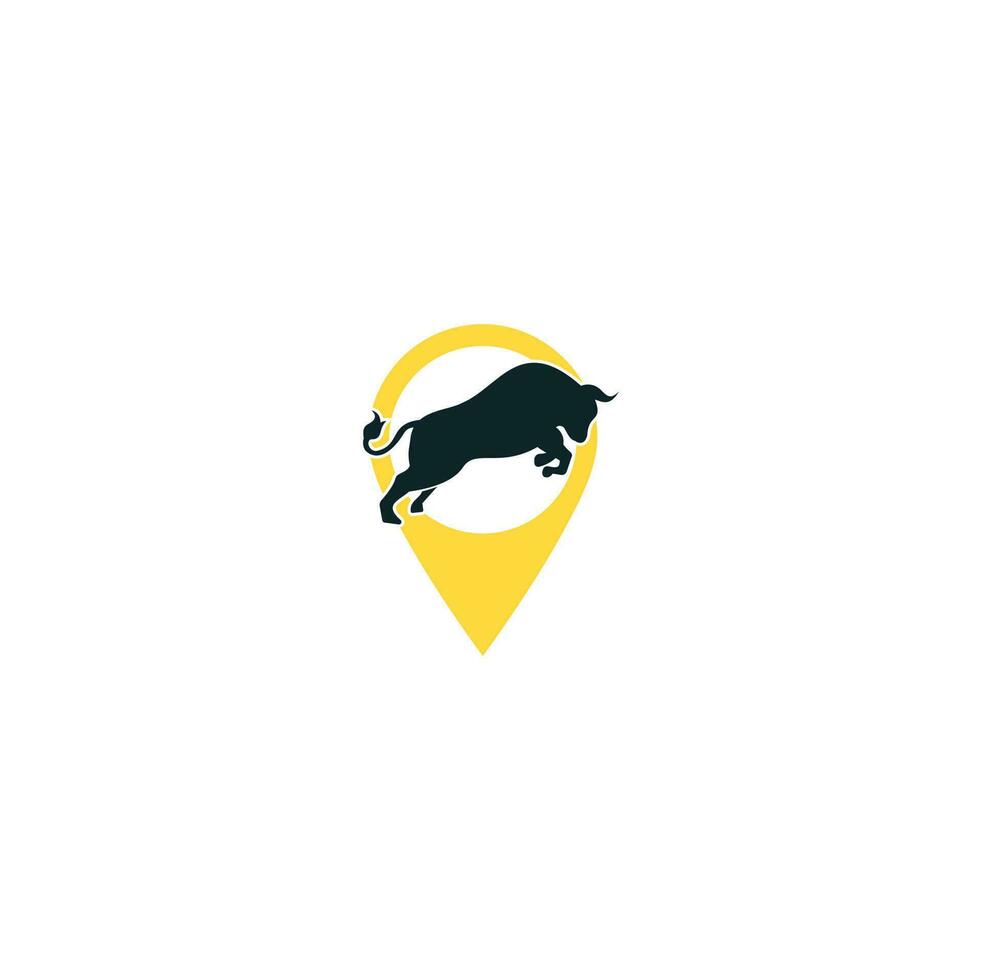 Bull carte broche forme concept logo modèle vecteur icône illustration. logo de taureau