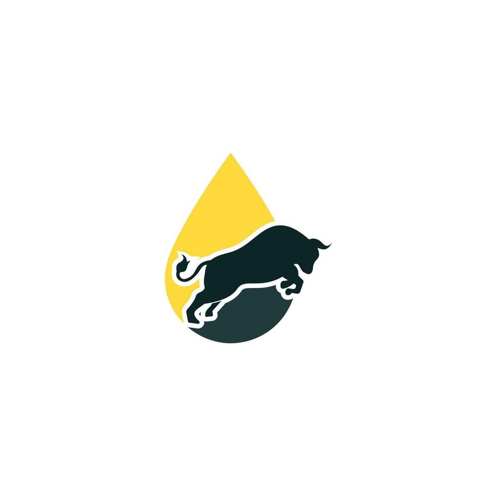 modèle de logo de concept de forme de goutte de taureau illustration d'icône vectorielle. logo de taureau vecteur