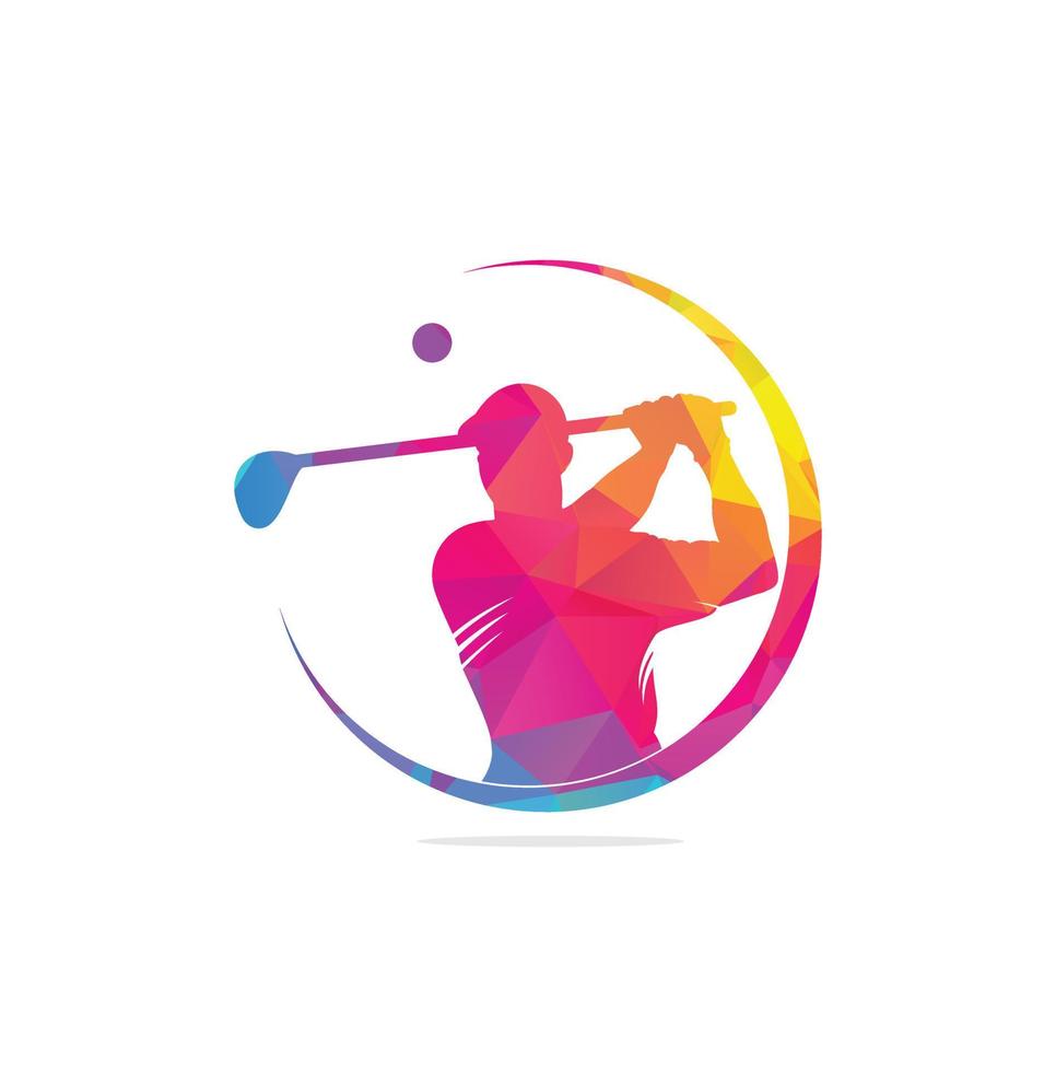 logo de golf swing abstrait et frappez la balle, modèle vectoriel de logo de golf sur le terrain, golf de logo, golf de terrain de logo