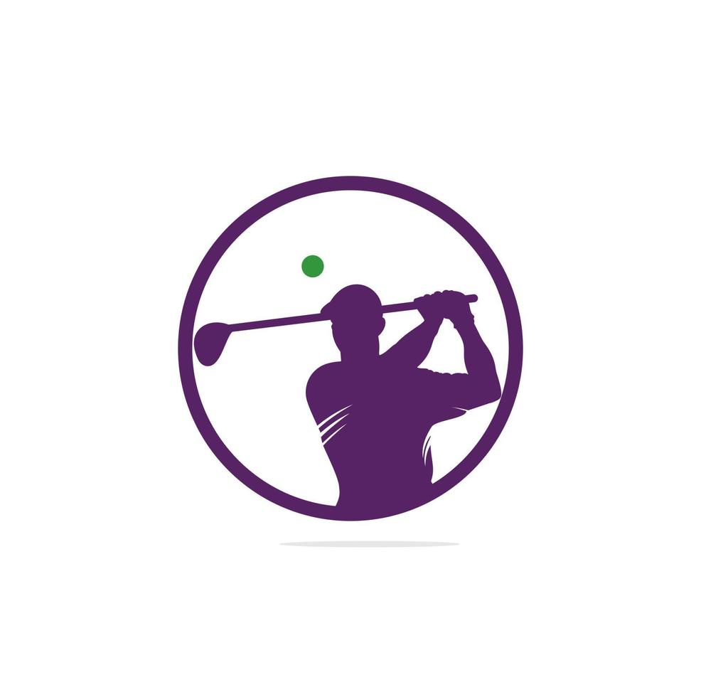 logo de golf swing abstrait et frappez la balle, modèle vectoriel de logo de golf sur le terrain, golf de logo, golf de terrain de logo