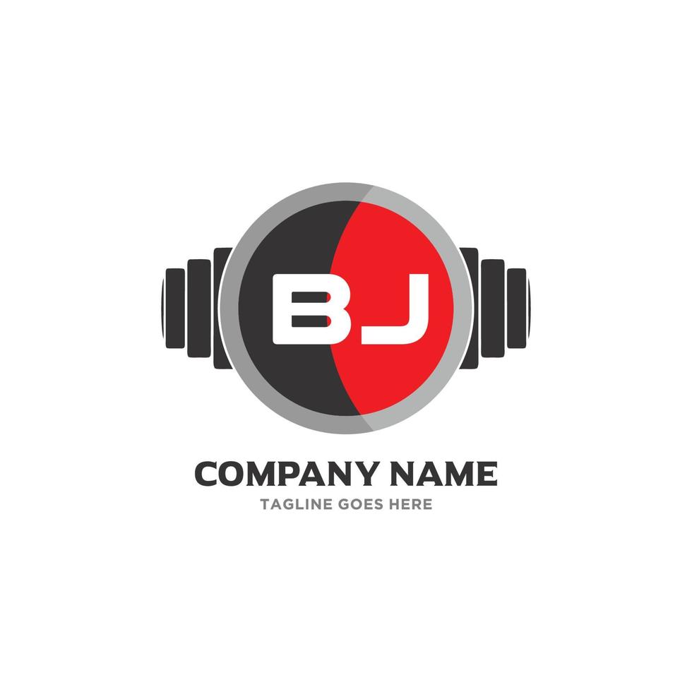 bj lettre logo design icône fitness et musique symbole vectoriel. vecteur