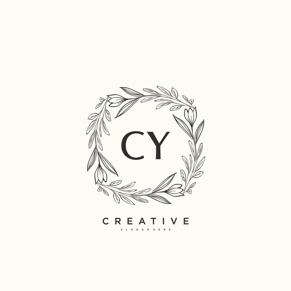 cy beauté vecteur art logo initial, logo manuscrit de signature initiale, mariage, mode, bijoux, boutique, floral et botanique avec modèle créatif pour toute entreprise ou entreprise.