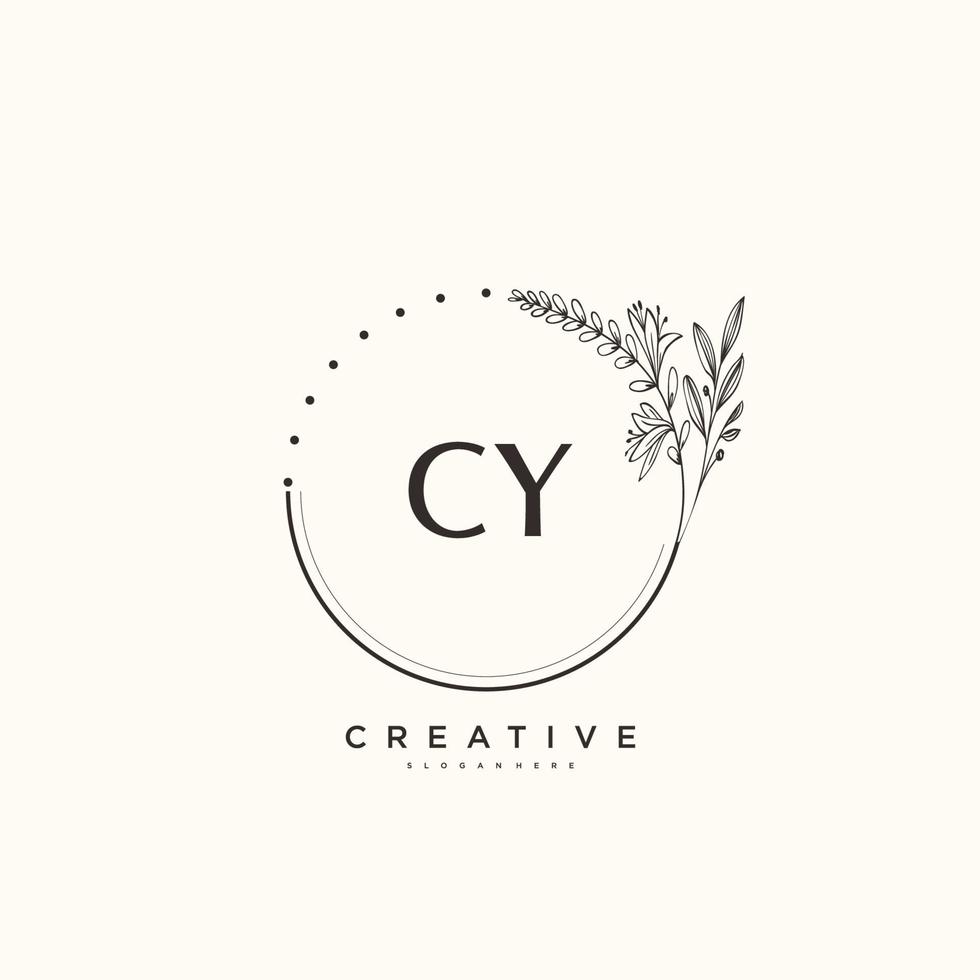 cy beauté vecteur art logo initial, logo manuscrit de signature initiale, mariage, mode, bijoux, boutique, floral et botanique avec modèle créatif pour toute entreprise ou entreprise.