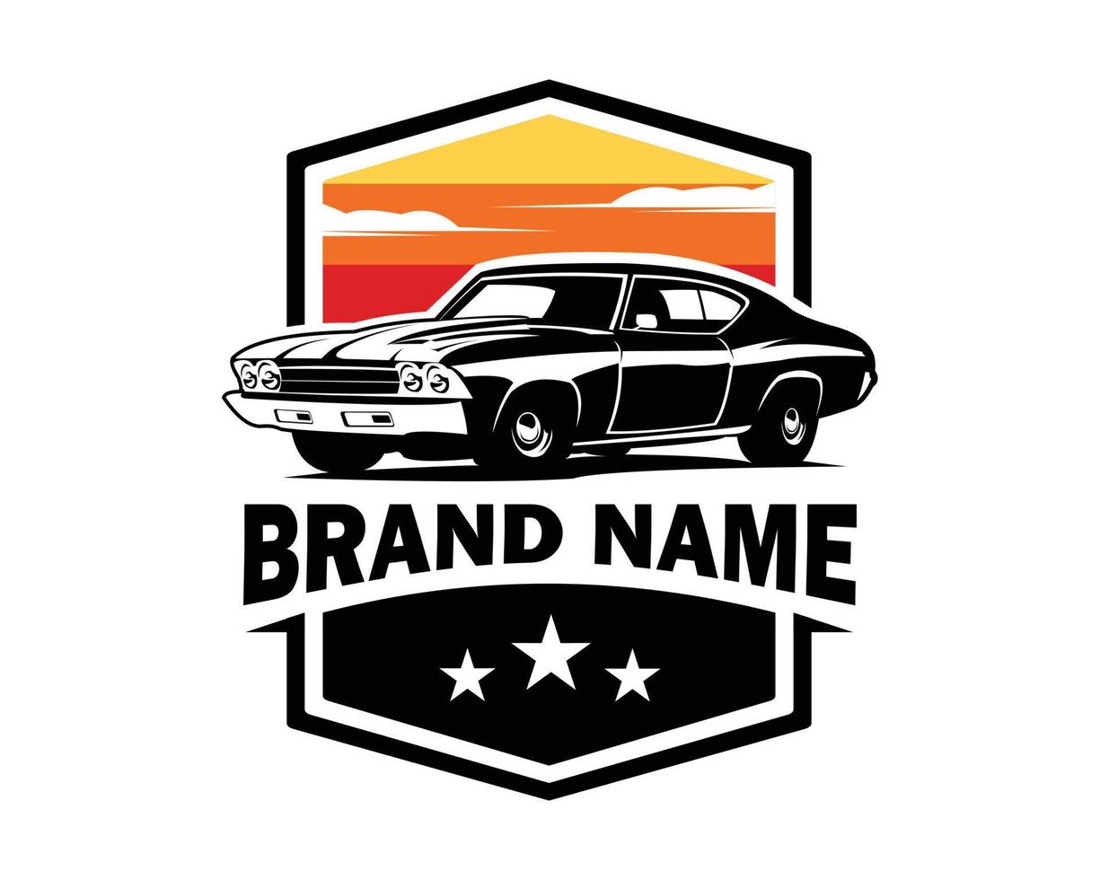chevy camaro isolé sur un fond blanc montrant du côté. idéal pour le logo, le badge, l'emblème, l'icône et l'industrie automobile. illustration vectorielle disponible en eps 10. vecteur