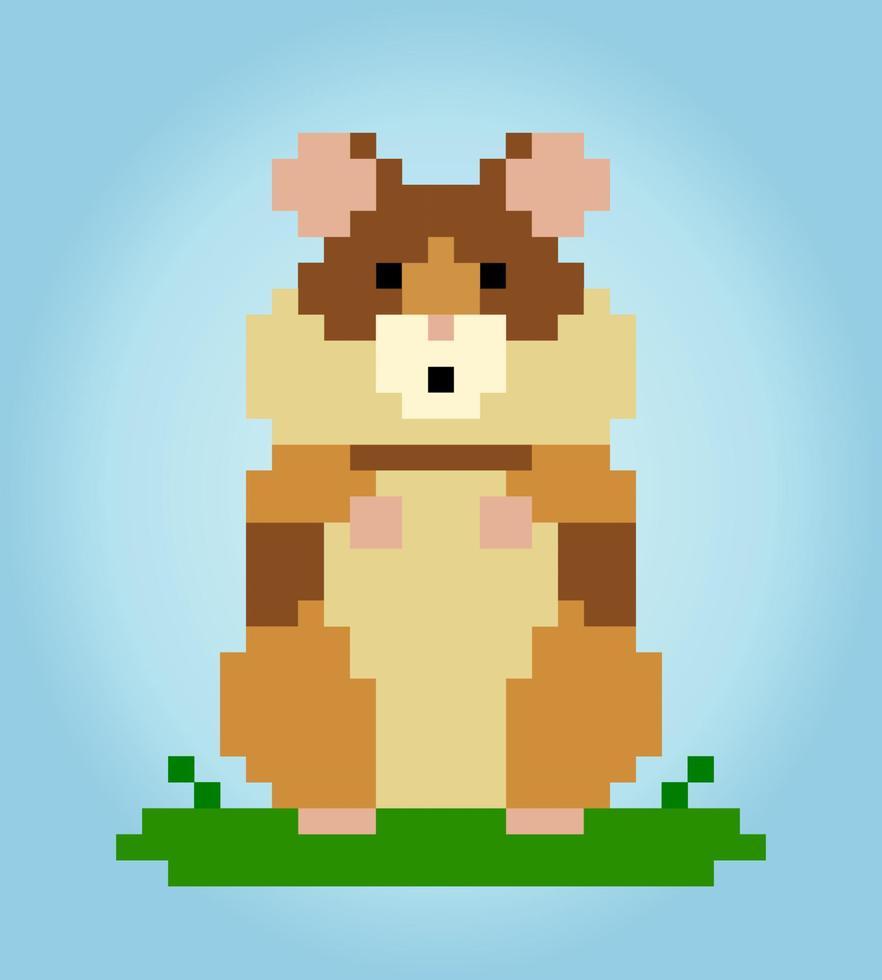 Hamster pixel 8 bits. animal pour les actifs de jeu en illustration vectorielle. vecteur
