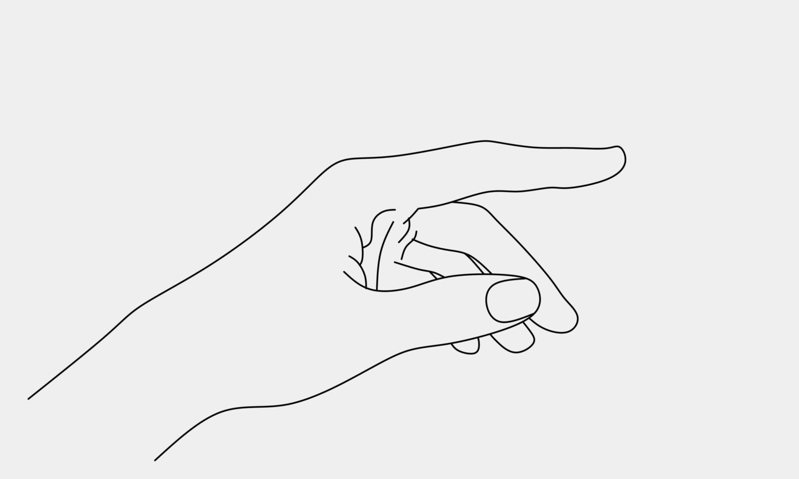 main pointant le doigt style d'art en ligne minimal. espérer, essayer d'atteindre ou de toucher quelque chose vecteur