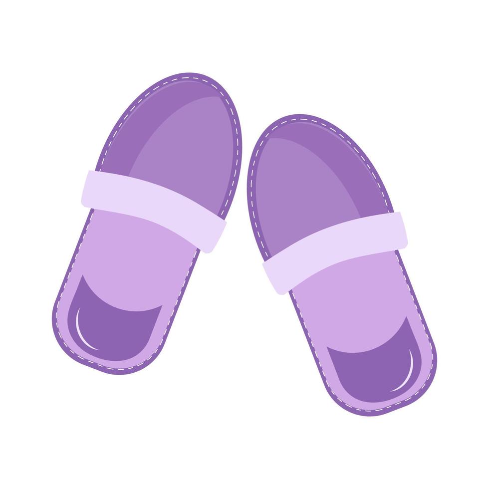 mignons chaussons lilas moelleux sur blanc vecteur