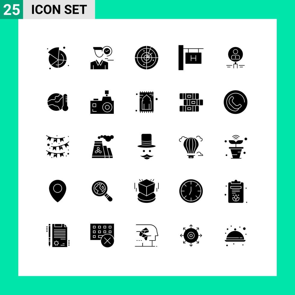 ensemble de 25 symboles d'icônes d'interface utilisateur modernes signes pour verre rendez-vous de vacances technologie de voyage éléments de conception vectoriels modifiables vecteur