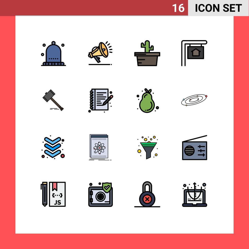 ensemble de 16 symboles d'icônes d'interface utilisateur modernes signes pour hammer court nature signe d'enchères éléments de conception vectoriels créatifs modifiables vecteur