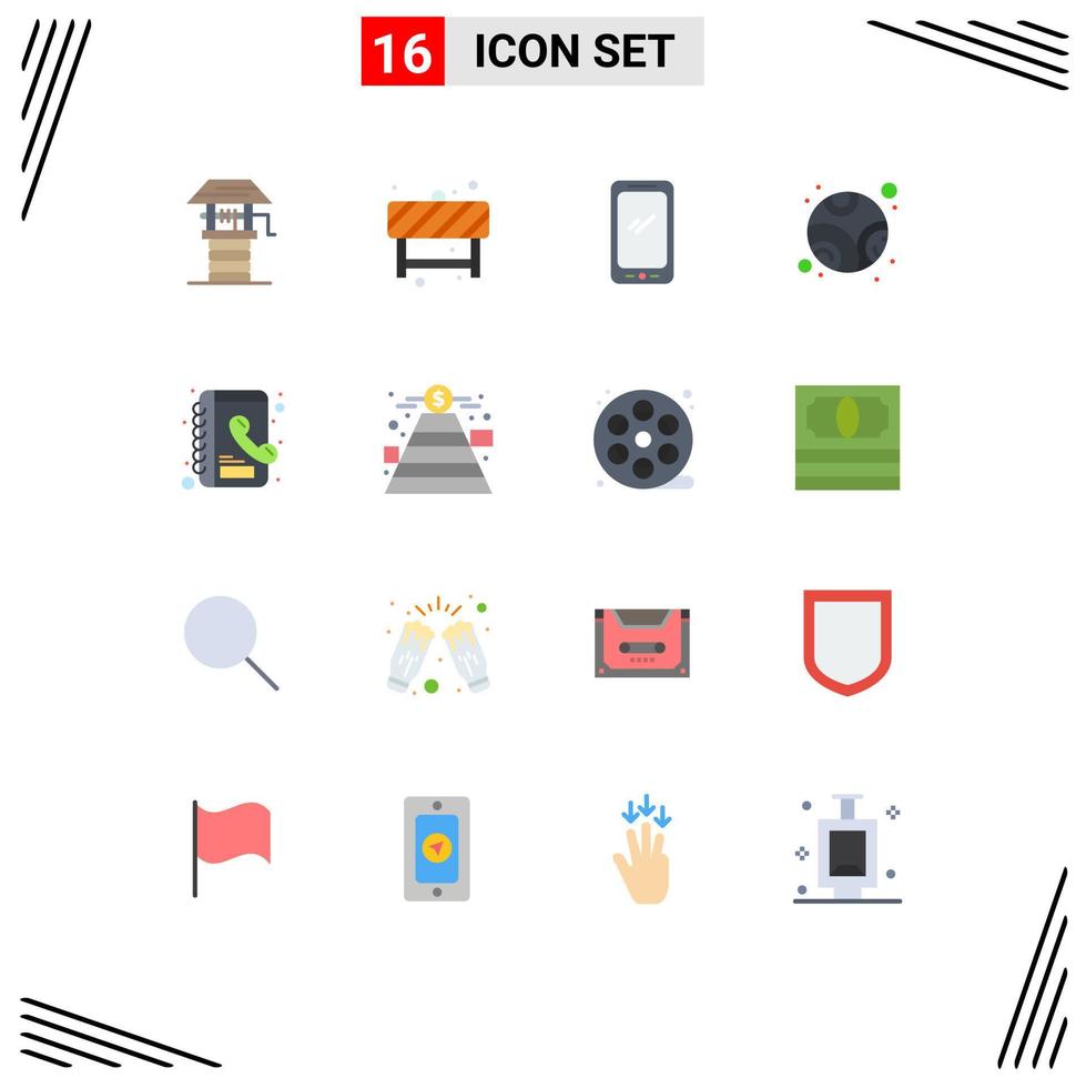 pack de 16 symboles universels de contacts espace téléphone planète iphone pack modifiable d'éléments de conception de vecteur créatif