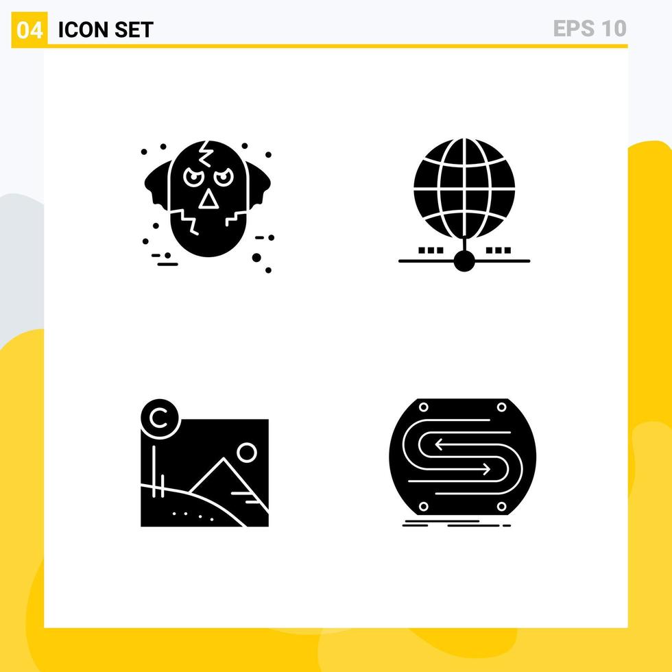 pack d'icônes vectorielles stock de 4 signes et symboles de ligne pour les éléments de conception vectoriels modifiables d'affaires de globe de loup de réseau maléfique vecteur