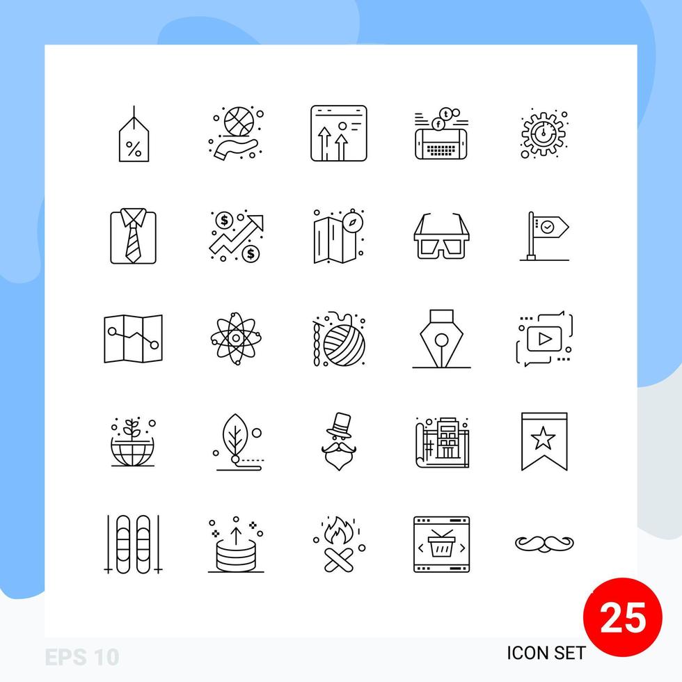 symboles d'icônes universelles groupe de 25 lignes modernes d'éléments de conception vectoriels modifiables de l'économie mobile du jeu facebook sport vecteur