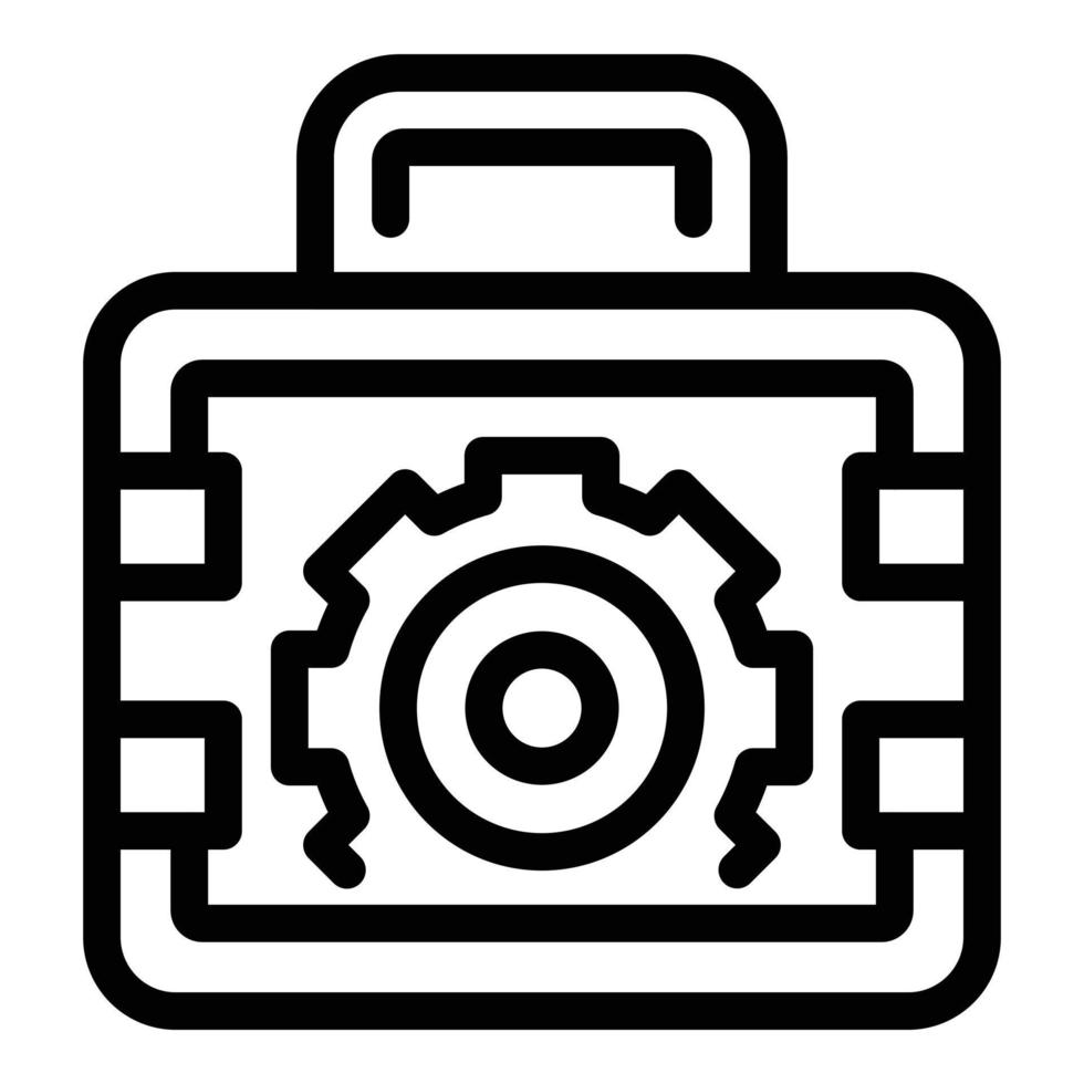 Vecteur de contour de l'icône de la boîte à outils de l'entrepreneur. cas de réparation