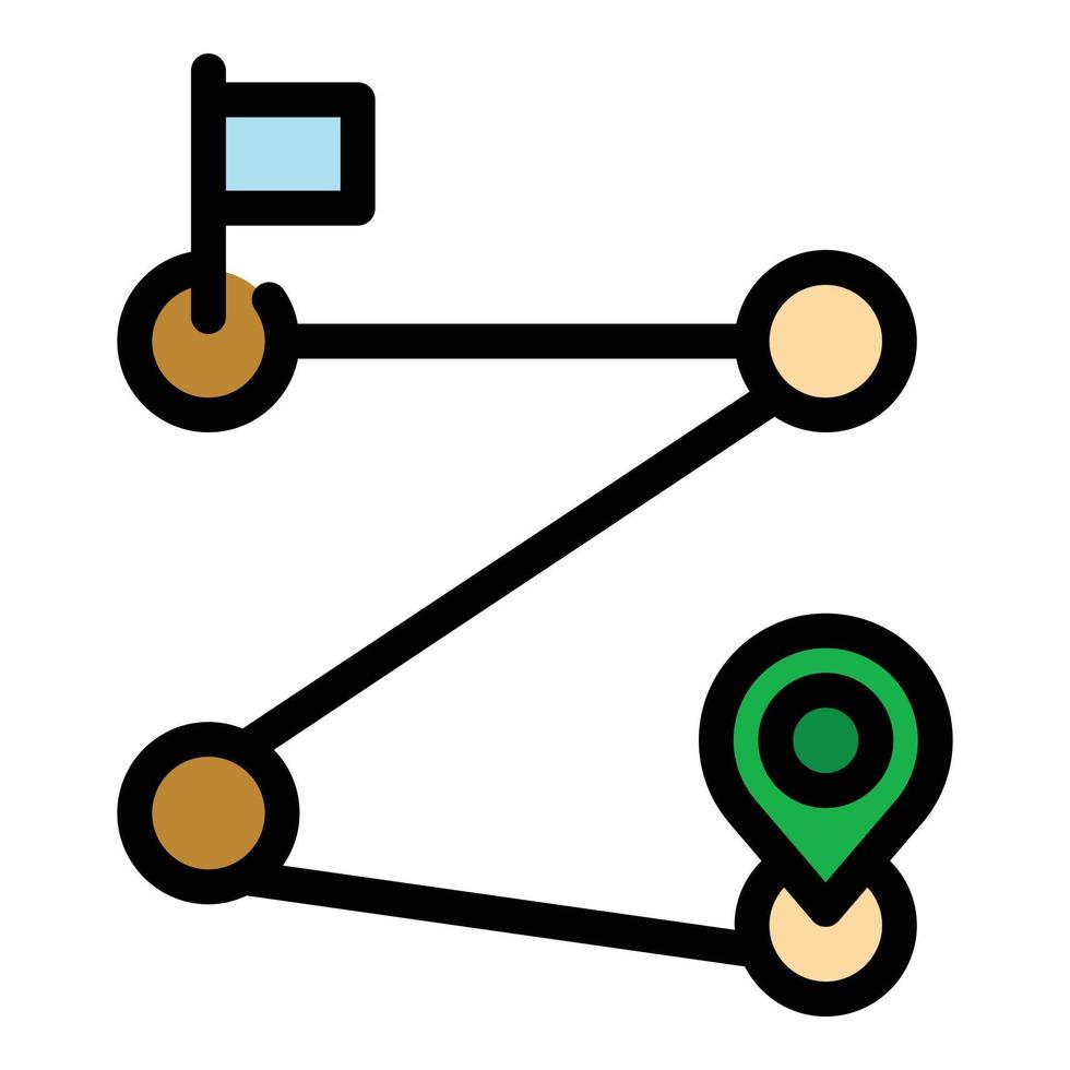 vecteur de contour de couleur d'icône d'itinéraire de destination