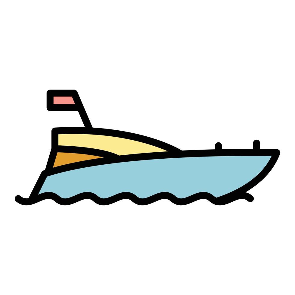 vecteur de contour de couleur d'icône de bateau de sauvetage