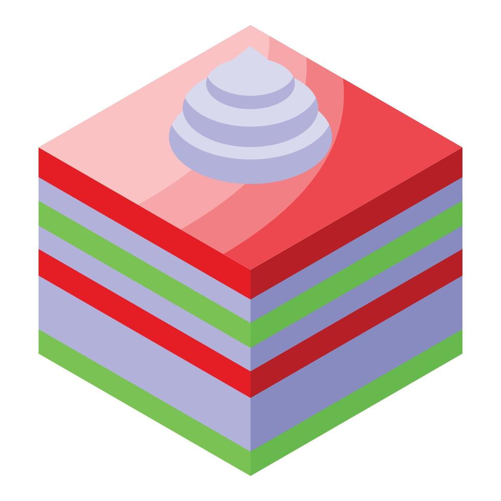 vecteur isométrique d'icône de gâteau de gelée de morceau. nourriture de bonbons