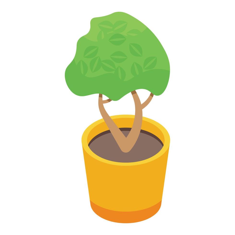 vecteur isométrique d'icône de pot d'arbre de jardin. buisson fermier