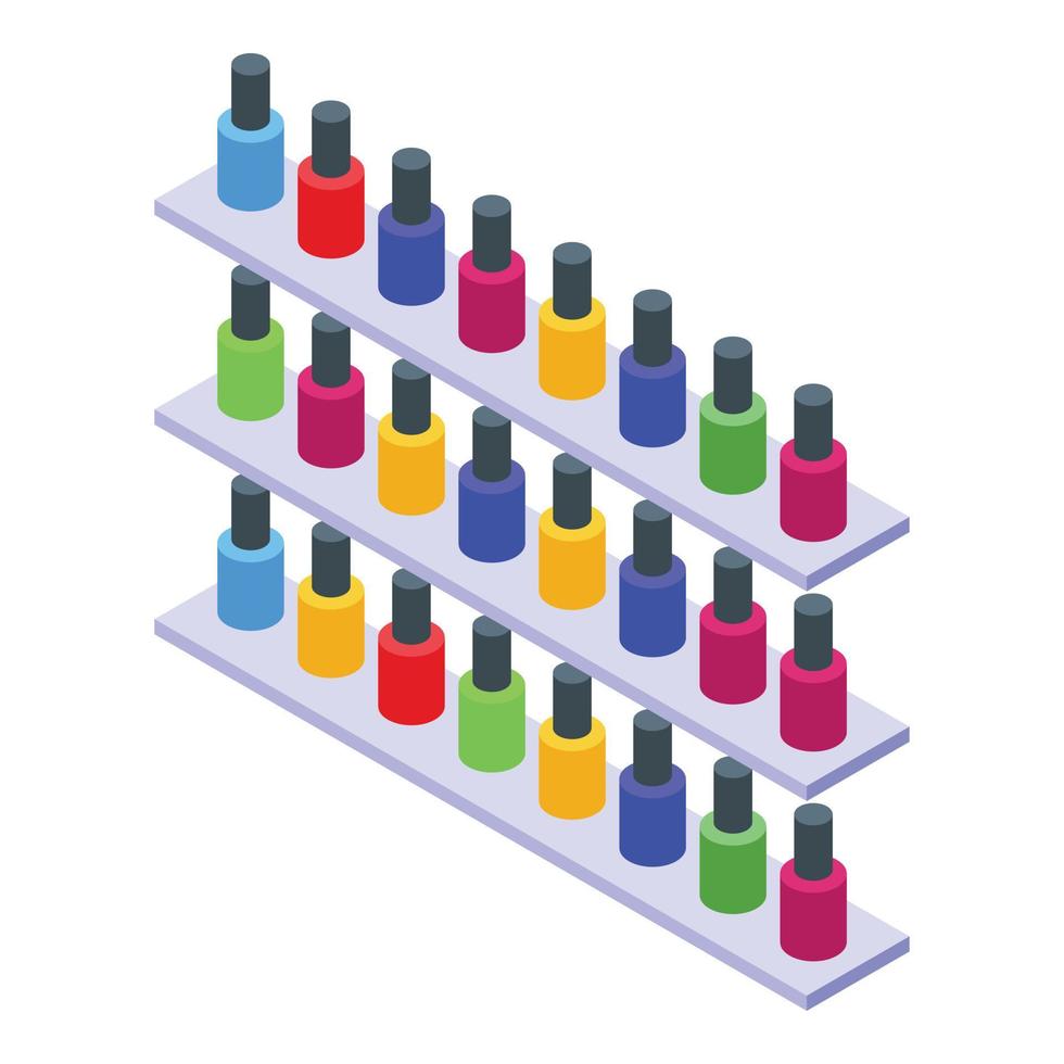 vecteur isométrique d'icône de couleurs de manucure à ongles. salon salon