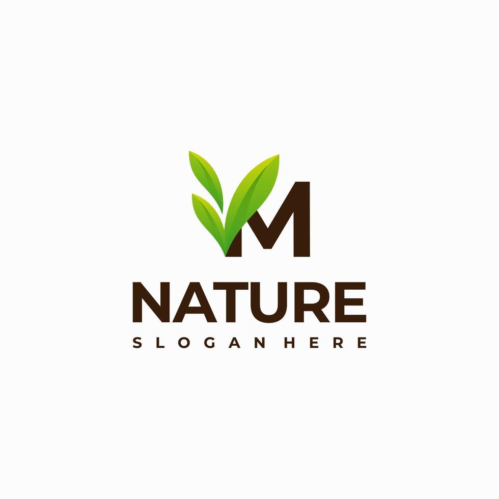 m lettre feuille initiale nature logo designs, lettre moderne vert nature logo vecteur icône illustration