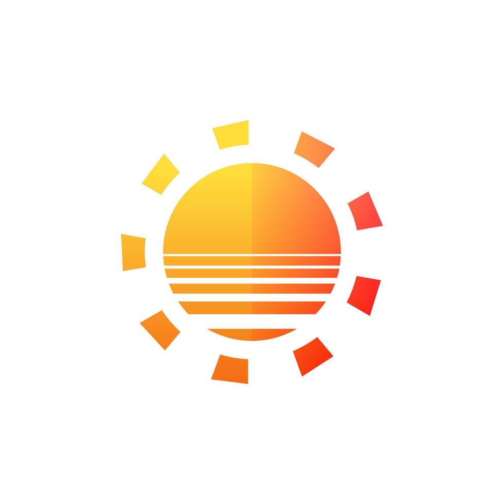 icône moderne du soleil. forme de cercle ensoleillé. symbole d'été concept de logo vectoriel isolé sur fond blanc