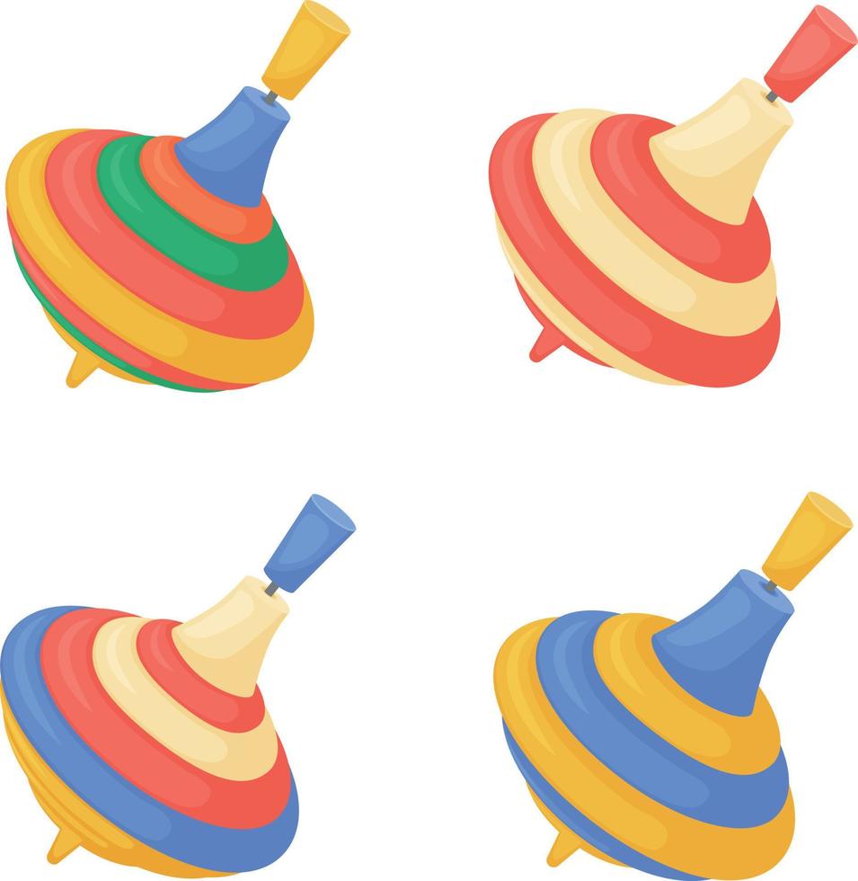 un ensemble de jouets tourbillon. l'image d'un vortex multicolore. un spinner lumineux pour enfants. illustration vectorielle isolée sur fond blanc. vecteur