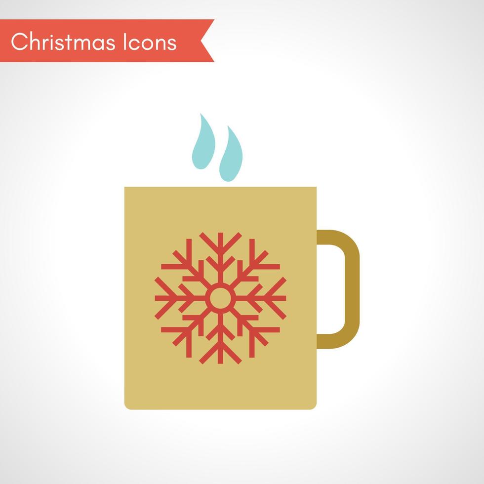 tasse avec boisson chaude et symbole de flocon de neige. icône de Noël. illustration vectorielle vecteur