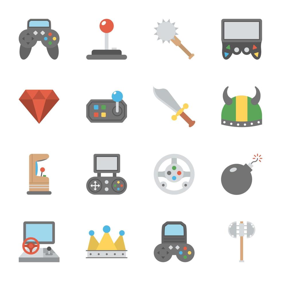 ensemble d'icônes plates de jeux de console vecteur